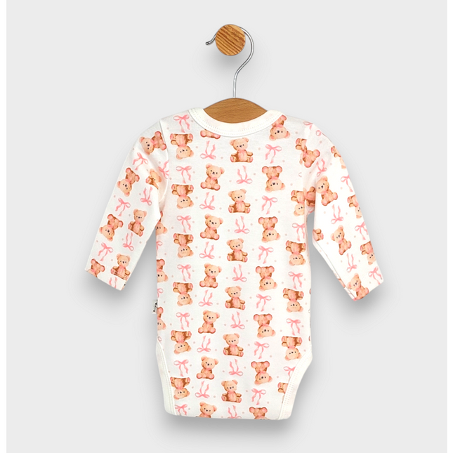 Rainy Бебешко боди със странично закопчаване 56 - 80см. Мече с панделка