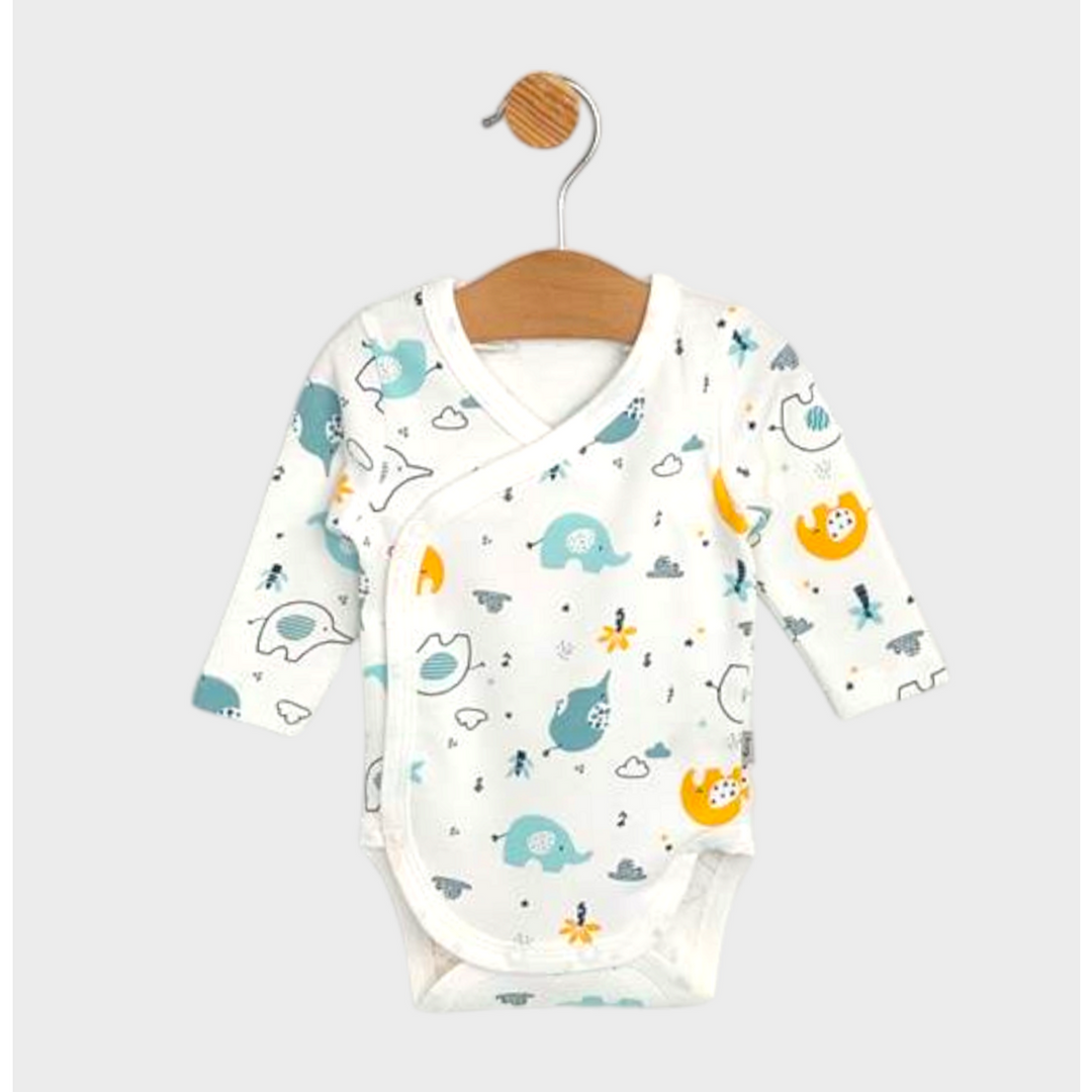 Rainy Бебешко боди със странично закопчаване 56 - 80см. Шарени слончета