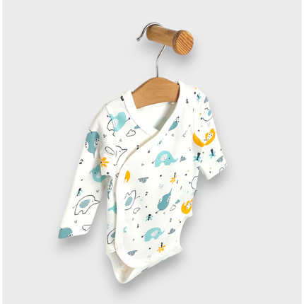 Rainy Бебешко боди със странично закопчаване 56 - 80см. Шарени слончета