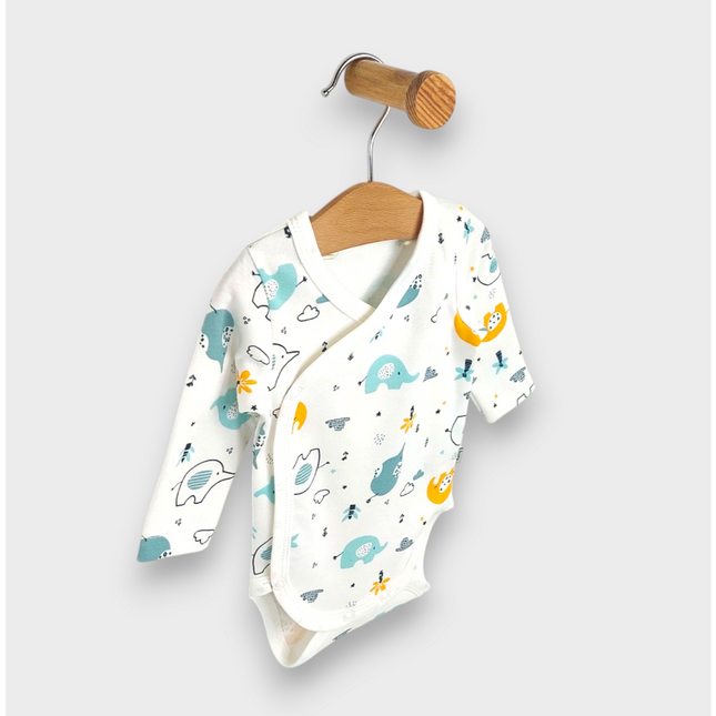 Rainy Бебешко боди със странично закопчаване 56 - 80см. Шарени слончета