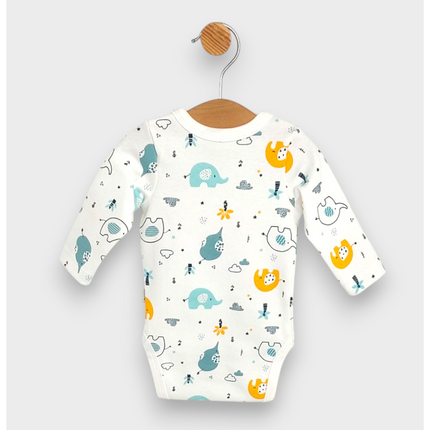 Rainy Бебешко боди със странично закопчаване 56 - 80см. Шарени слончета