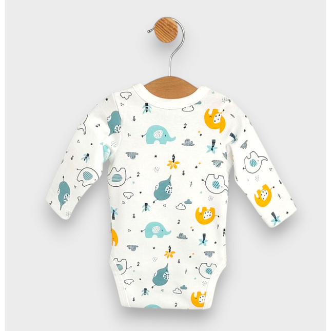 Rainy Бебешко боди със странично закопчаване 56 - 80см. Шарени слончета