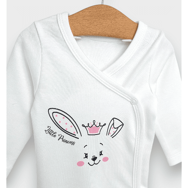 Rainy Бебешко боди Зайче с корона със странично закопчаване 48-68 см. екрю