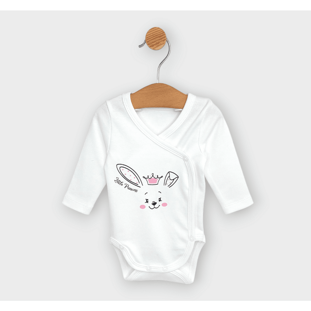 Rainy Бебешко боди Зайче с корона със странично закопчаване 48-68 см. екрю