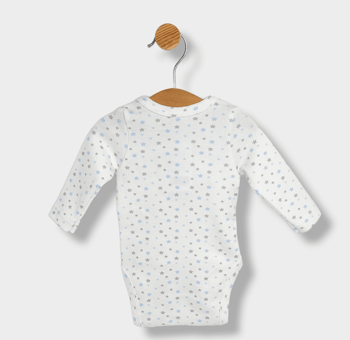 Rainy Бебешко боди Сини звездички със странично закопчаване 48-74см.