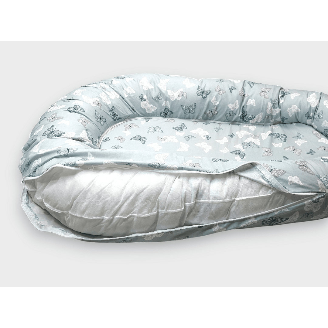 Rainy Бебешко гнездо за новородено 3в1 Пеперудки мента