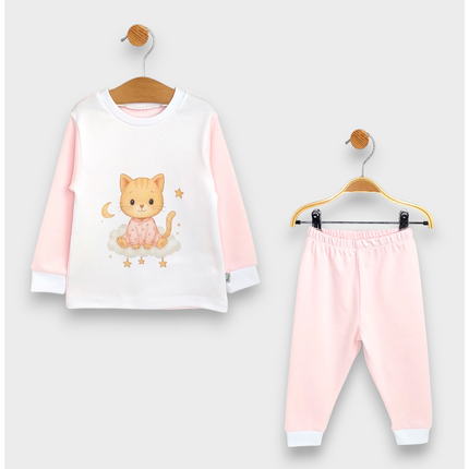 Rainy Детска пижама с дълъг ръкав Cat 80 - 104 см. розов