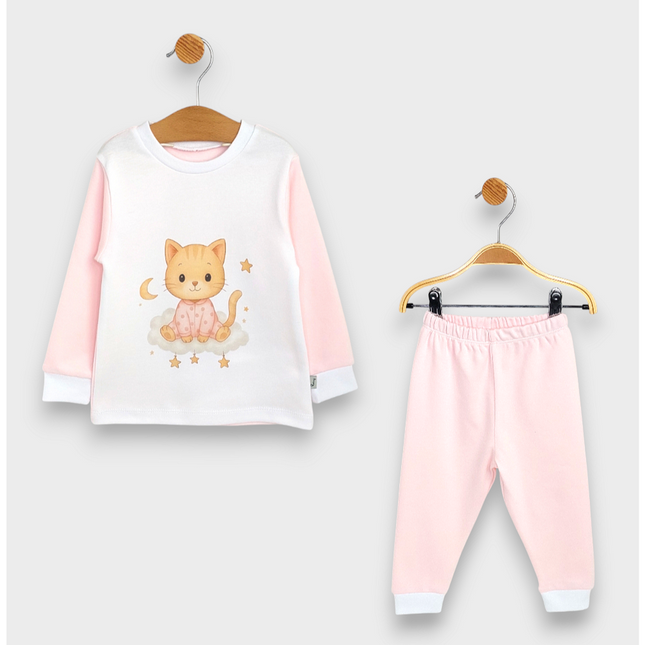 Rainy Детска пижама с дълъг ръкав Cat 80 - 104 см. розов