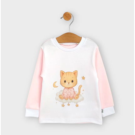 Rainy Детска пижама с дълъг ръкав Cat 80 - 104 см. розов