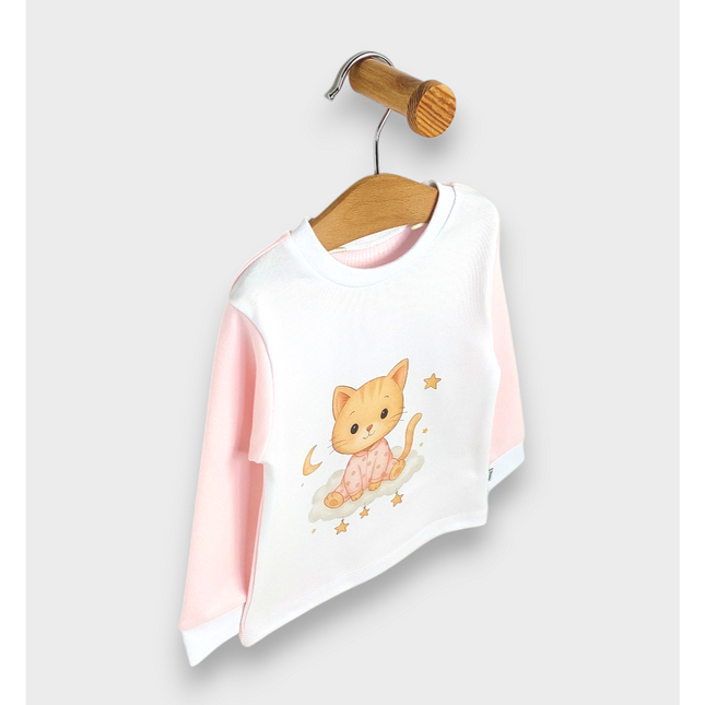 Rainy Детска пижама с дълъг ръкав Cat 80 - 104 см. розов