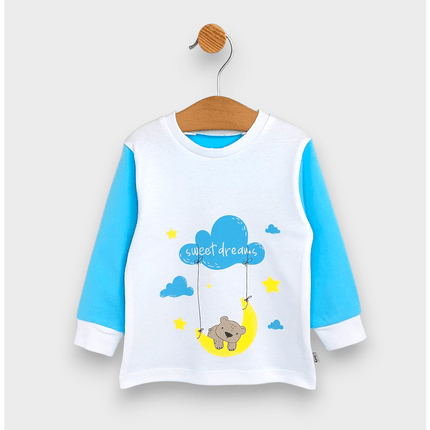 Rainy Детска пижама с дълъг ръкав Sweet dreams 74 - 110 см. бял/тюркоаз