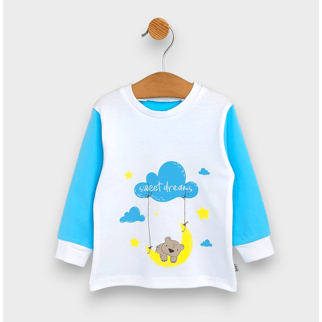 Rainy Детска пижама с дълъг ръкав Sweet dreams 74 - 110 см. бял/тюркоаз