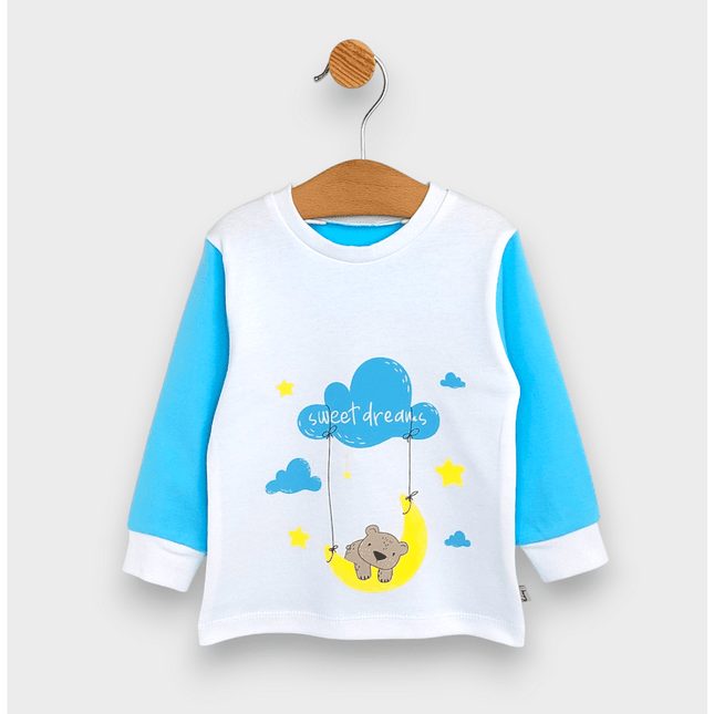 Rainy Детска пижама с дълъг ръкав Sweet dreams 74 - 110 см. бял/тюркоаз