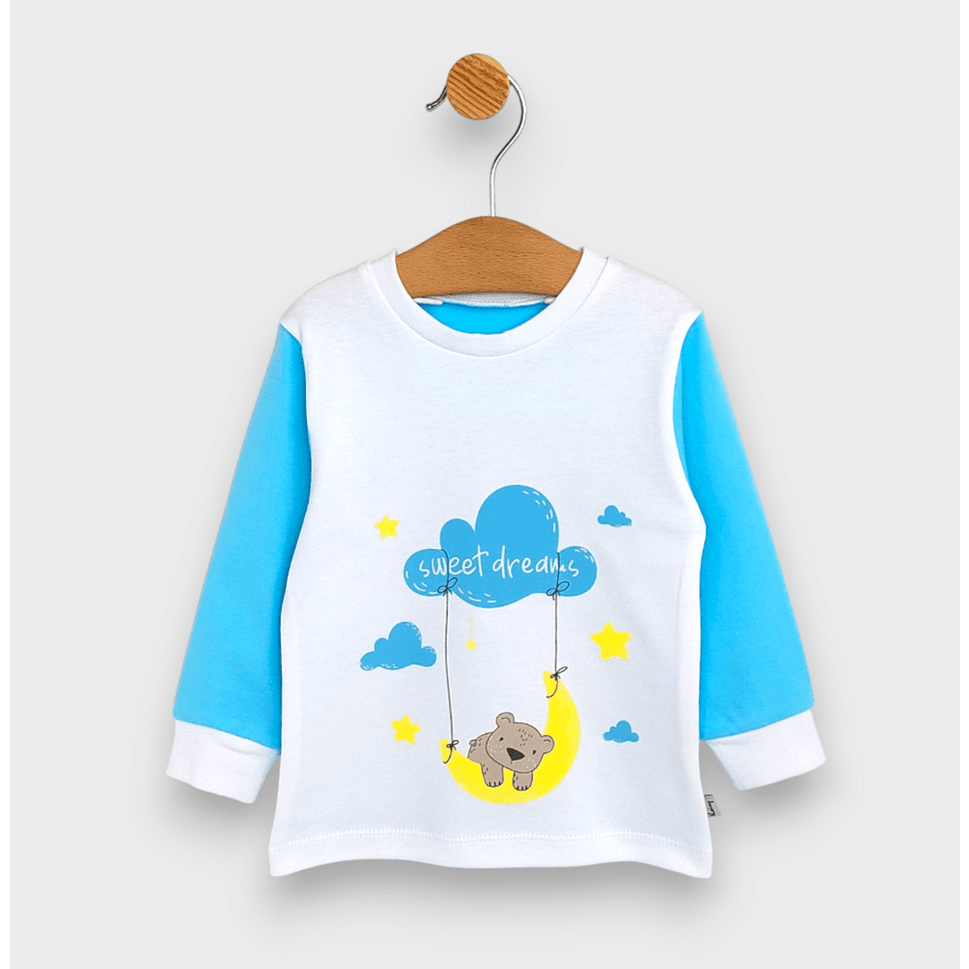 Rainy Детска пижама с дълъг ръкав Sweet dreams 74 - 110 см. бял/тюркоаз