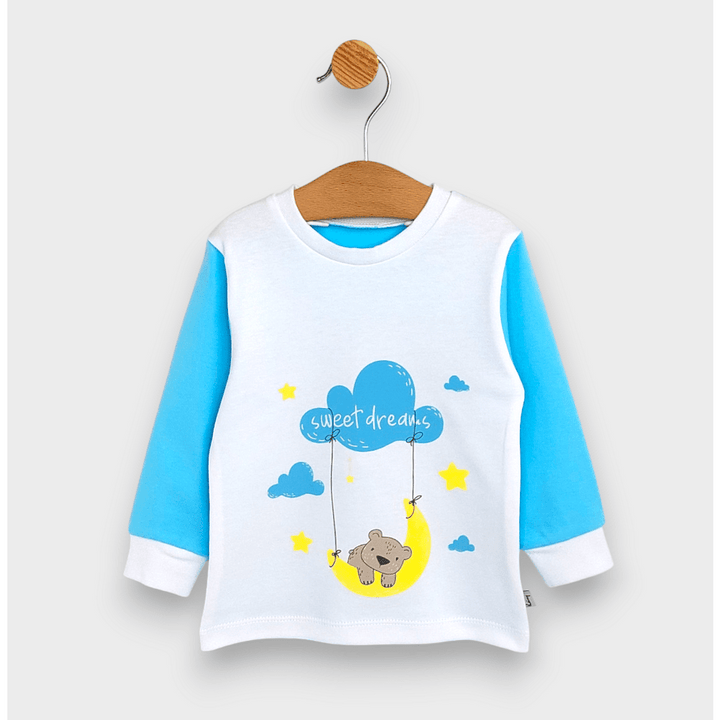 Rainy Детска пижама с дълъг ръкав Sweet dreams 74 - 110 см. бял/тюркоаз
