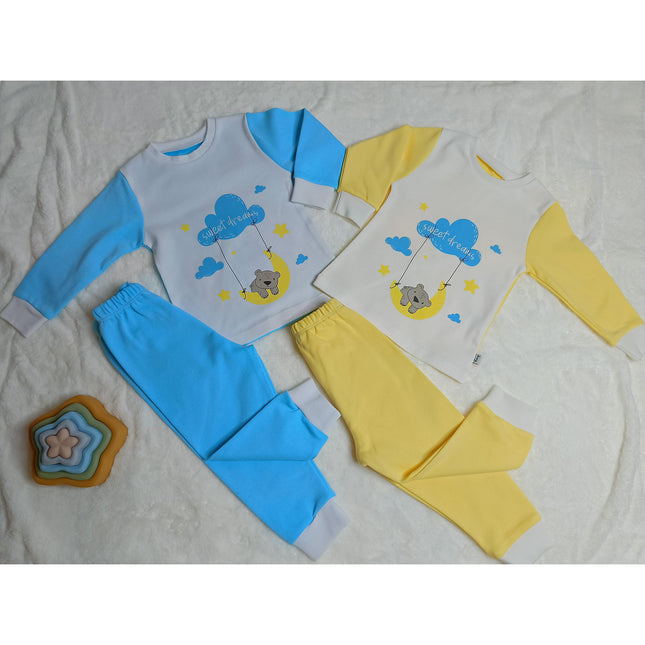 Rainy Детска пижама с дълъг ръкав Sweet dreams 74 - 110 см. бял/тюркоаз