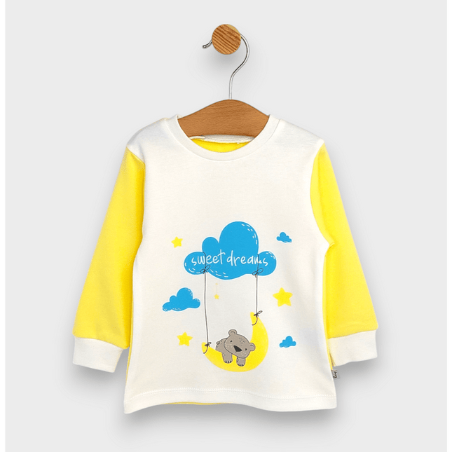 Rainy Детска пижама с дълъг ръкав Sweet dreams 74 - 110 см. екрю/жълт