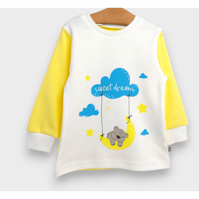 Rainy Детска пижама с дълъг ръкав Sweet dreams 74 - 110 см. екрю/жълт
