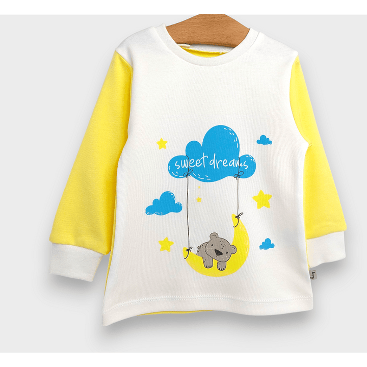Rainy Детска пижама с дълъг ръкав Sweet dreams 74 - 110 см. екрю/жълт