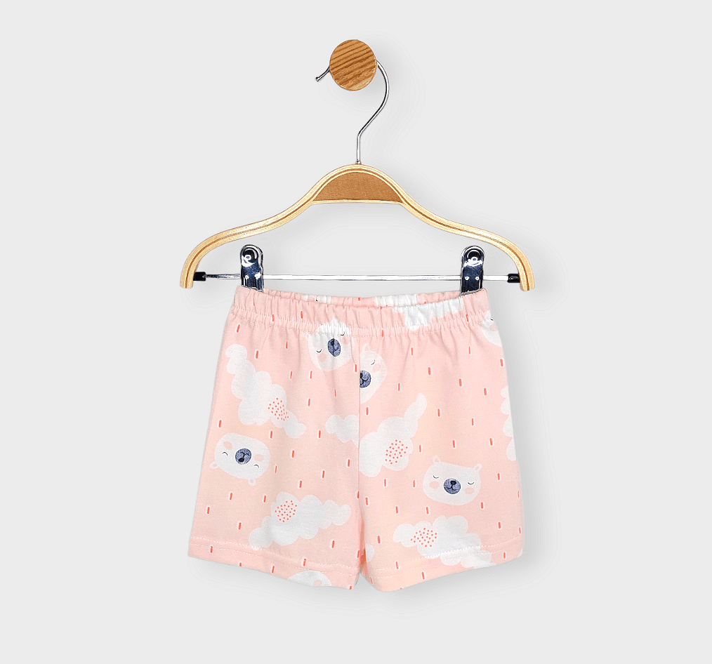 Rainy Детска пижама с къс ръкав Мече и дъжд 74-110 см. розов