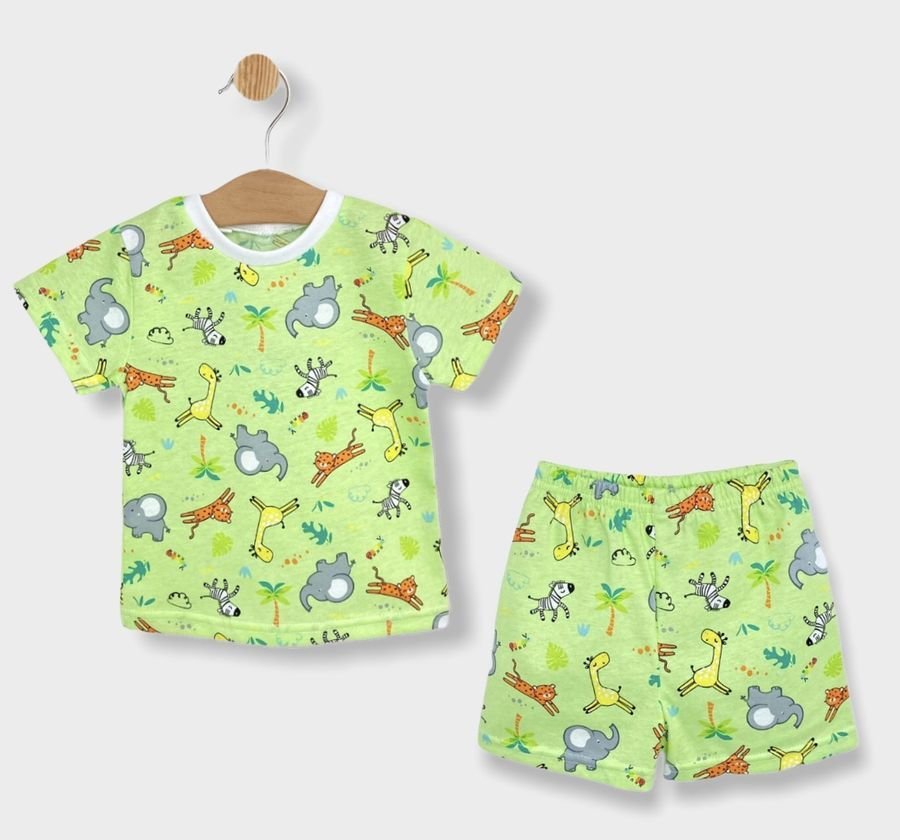 Rainy Детска пижама с къс ръкав Print green