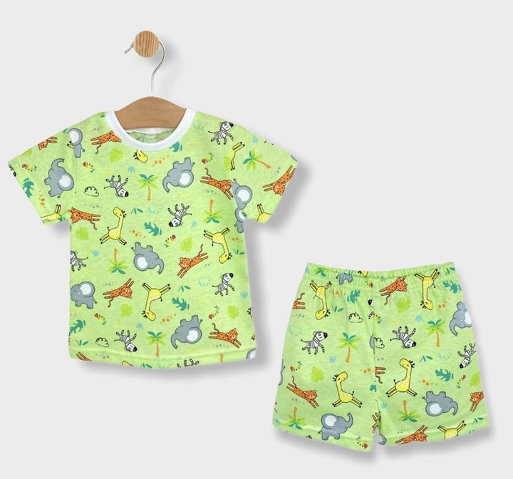 Rainy Детска пижама с къс ръкав Print green