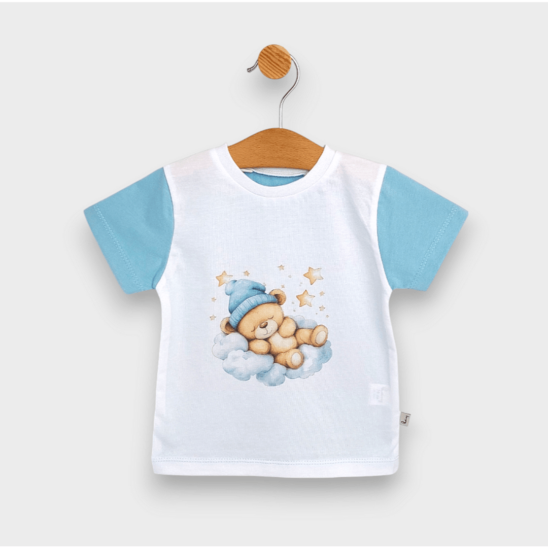 Rainy Детска пижама с къс ръкав Звездно мече син 74 - 110 см. бял/небе