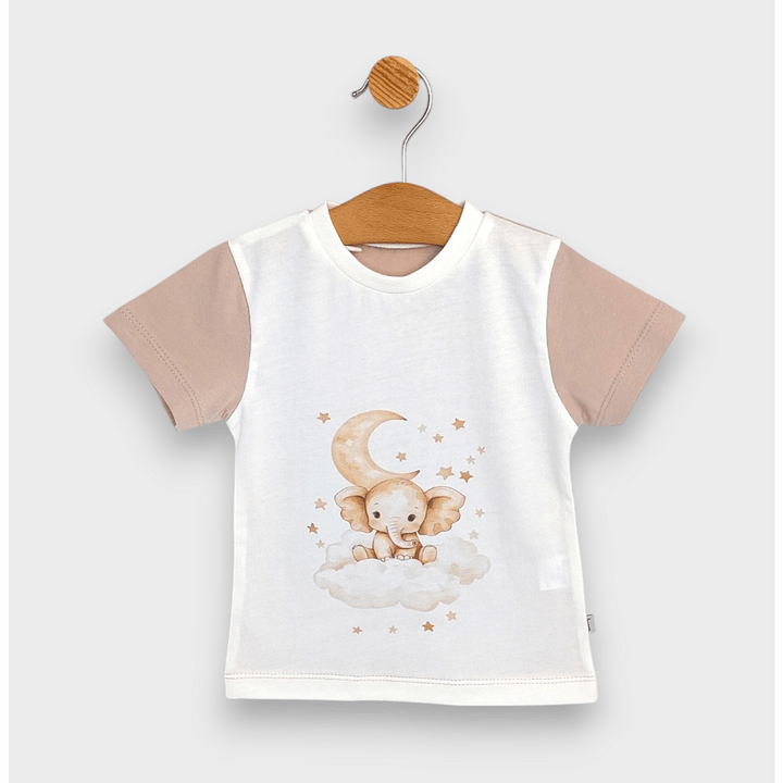 Rainy Детска пижама с къс ръкав Звездно слонче 74 - 110 см. екрю/лате
