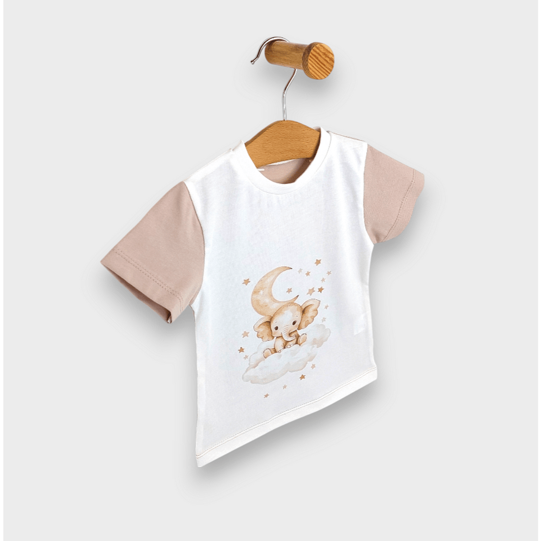 Rainy Детска пижама с къс ръкав Звездно слонче 74 - 110 см. екрю/лате
