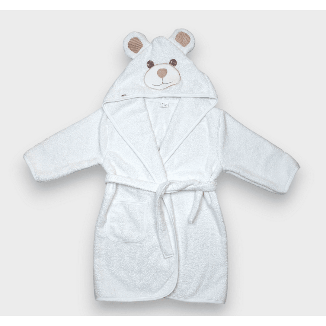 Rainy Детски халат с ушички 1-4 г. Мече бял