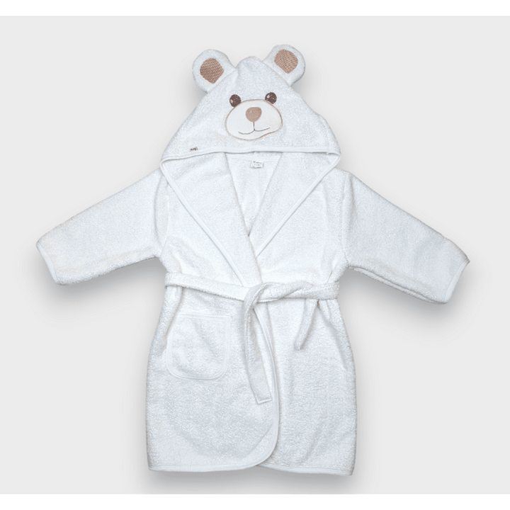 Rainy Детски халат с ушички 1-4 г. Мече бял