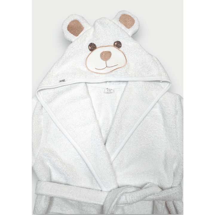 Rainy Детски халат с ушички 1-4 г. Мече бял