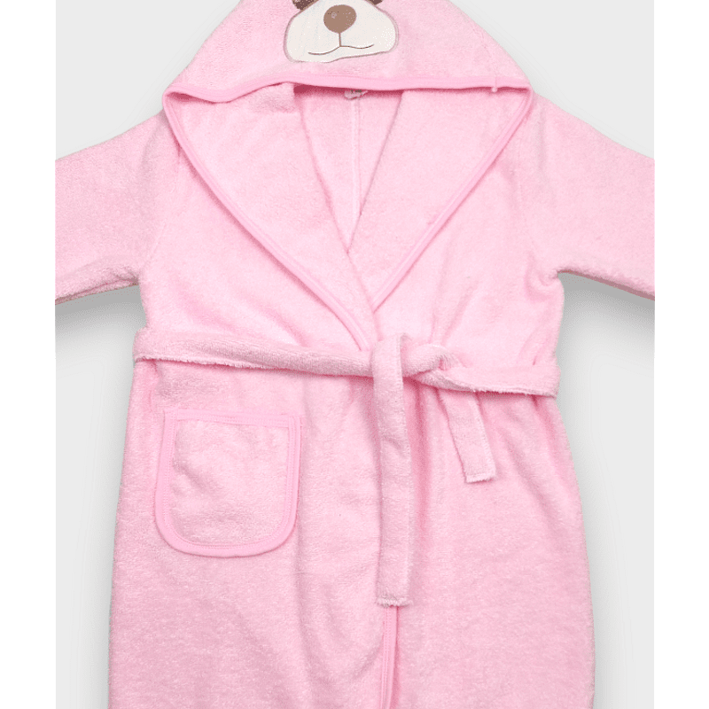 Rainy Детски халат с ушички 1-4 г. Мече розов