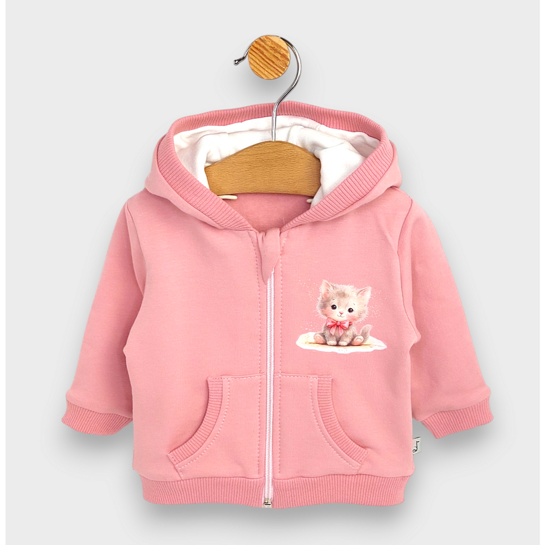 Rainy Детски суитшърт Коте с панделка 62-92 см. пудра