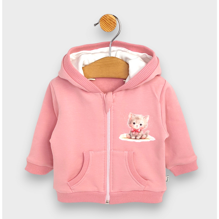 Rainy Детски суитшърт Коте с панделка 62-92 см. пудра