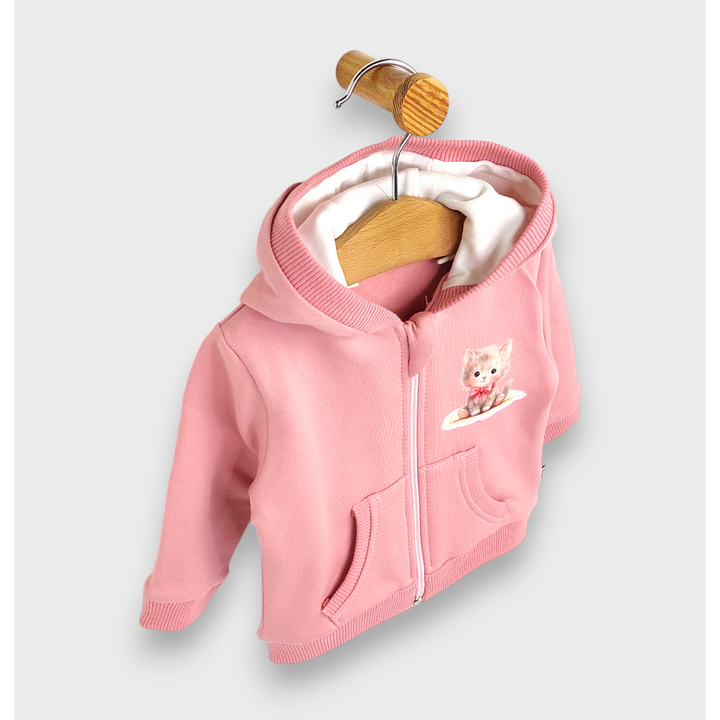 Rainy Детски суитшърт Коте с панделка 62-92 см. пудра