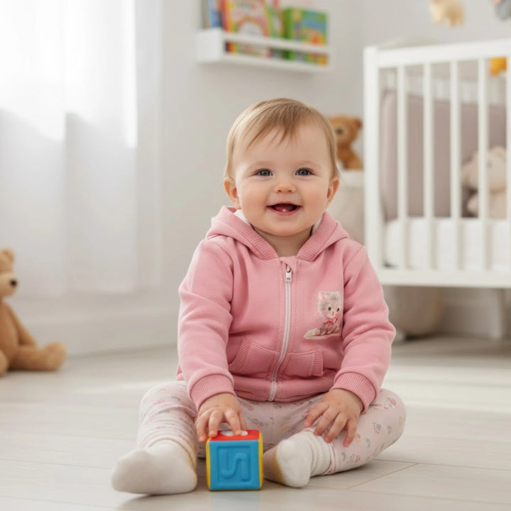 Rainy Детски суитшърт Коте с панделка 62-92 см. пудра