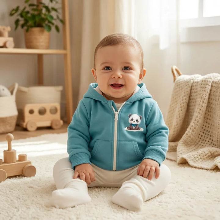 Rainy Детски суитшърт Панда с панделка 62-92 см. бор