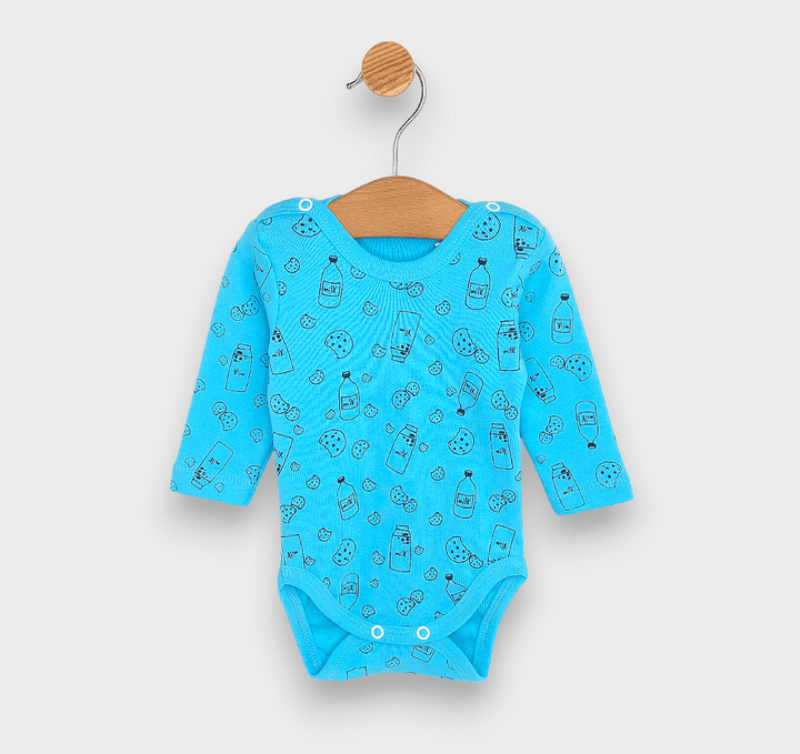 Rainy Детско боди с дълъг ръкав Milk 48-74 см. тюркоаз