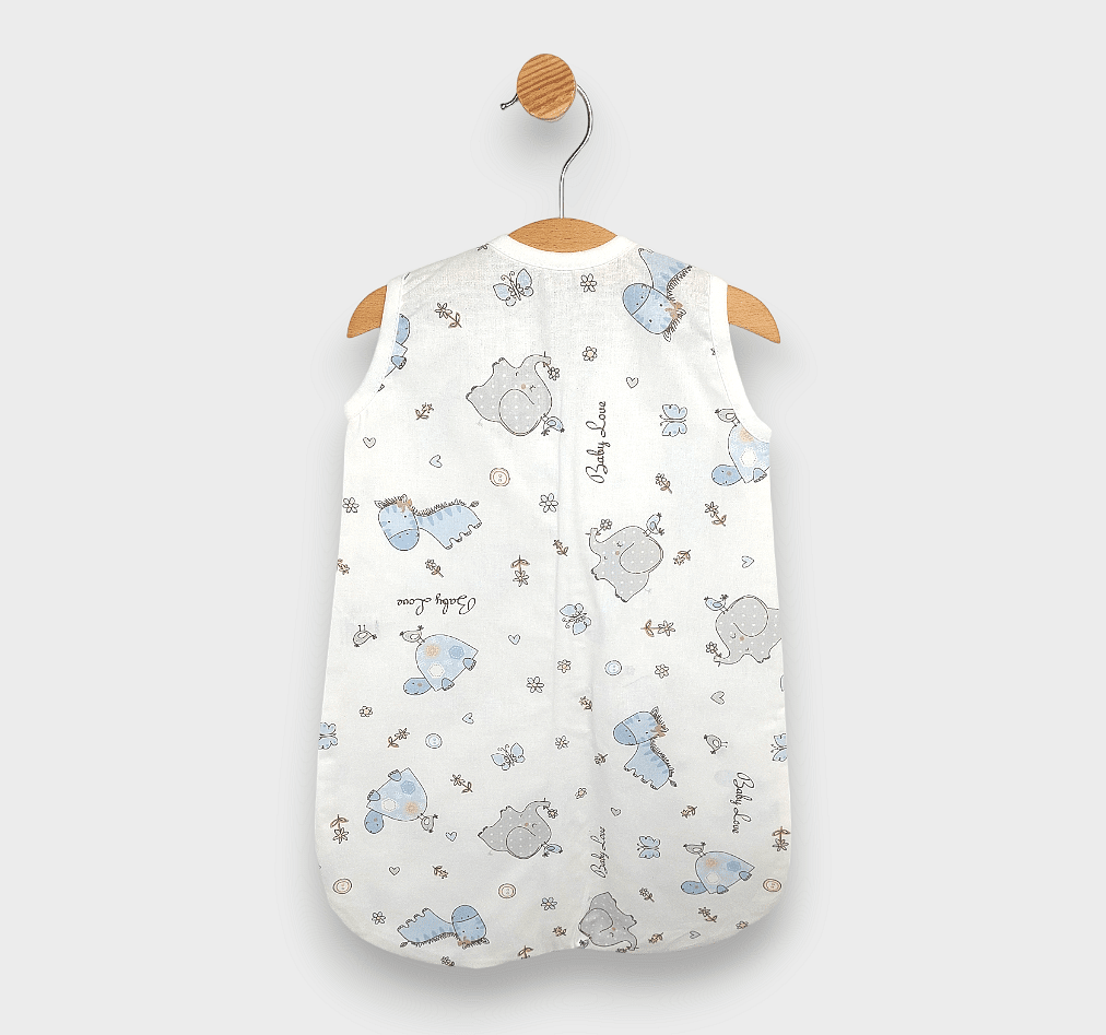 Rainy Детско спално чувалче Класик с цип Сини Зебри и Слончета Лято