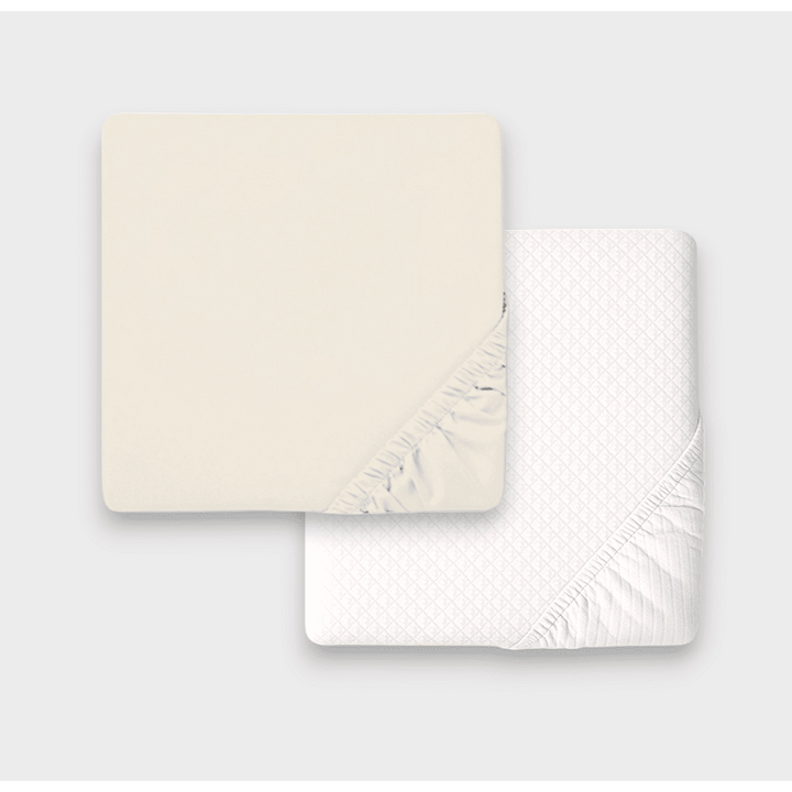 Rainy Комплект бебешки трикотажен чаршаф с ластик и капитониран протектор Лукс 70х140 см. екрю