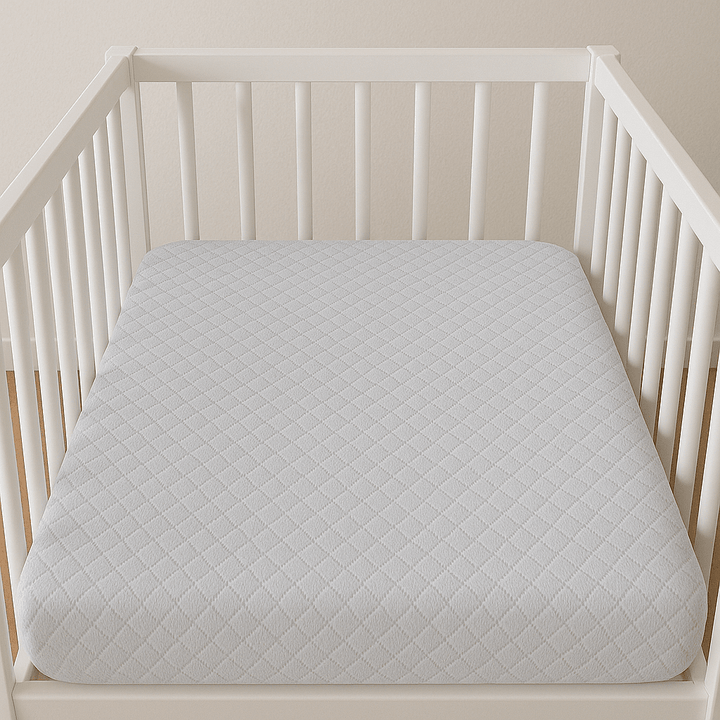 Rainy Комплект бебешки трикотажен чаршаф с ластик и капитониран протектор Лукс 70х140 см. екрю