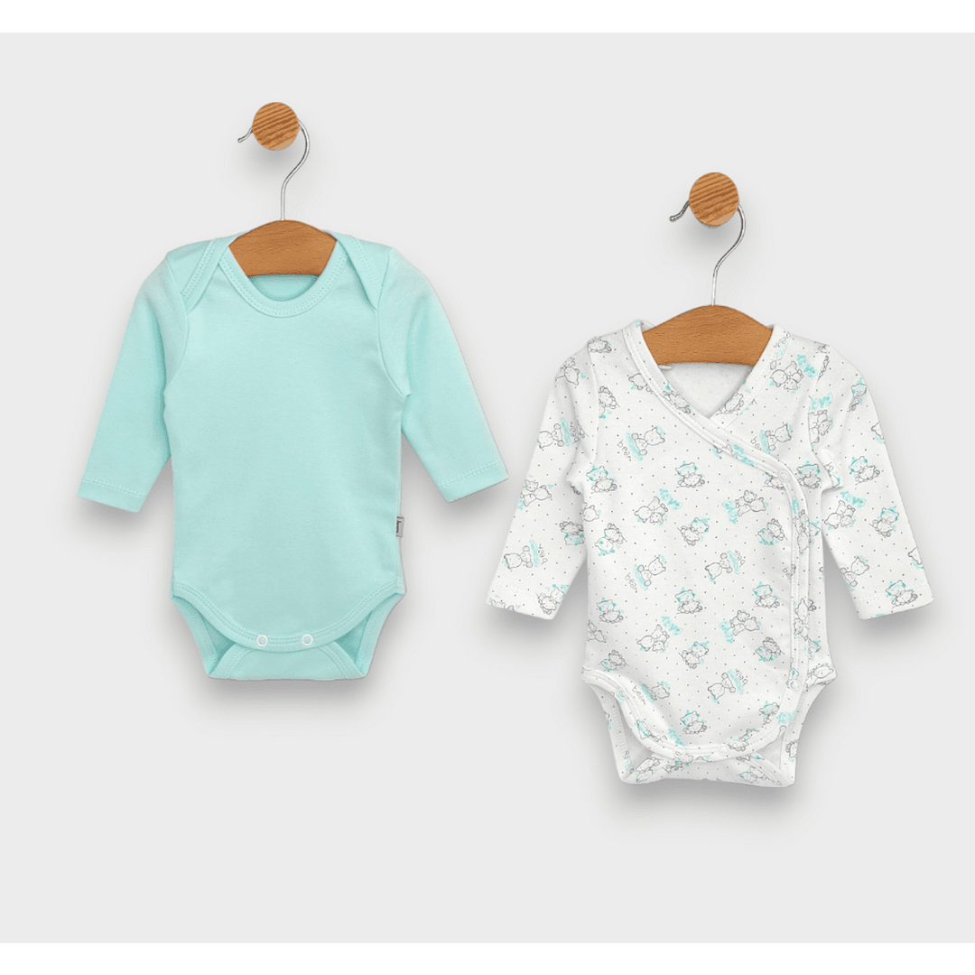 Rainy Комплект бодита 2 броя 48 - 68см. Сиви мечета Baby /резеда