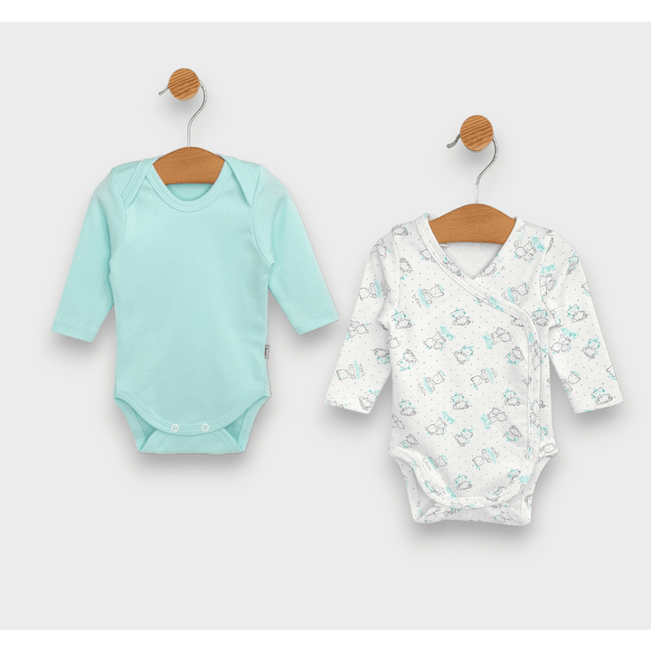 Rainy Комплект бодита 2 броя 48 - 68см. Сиви мечета Baby /резеда