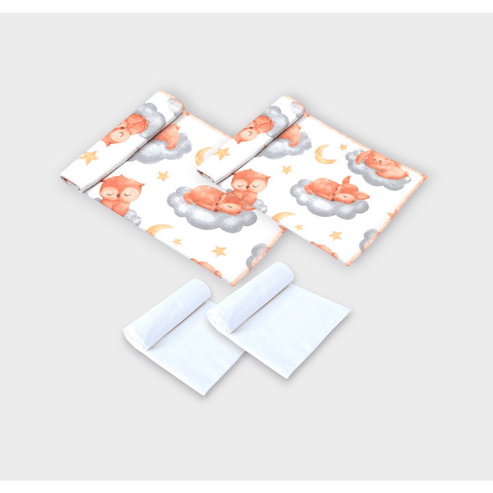 Rainy Комплект памучни пелени за бебе Бархет и Тензух Бухалче на облак