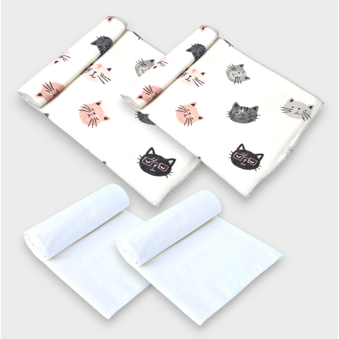 Rainy Комплект памучни пелени за бебе Бархет и Тензух Котенца