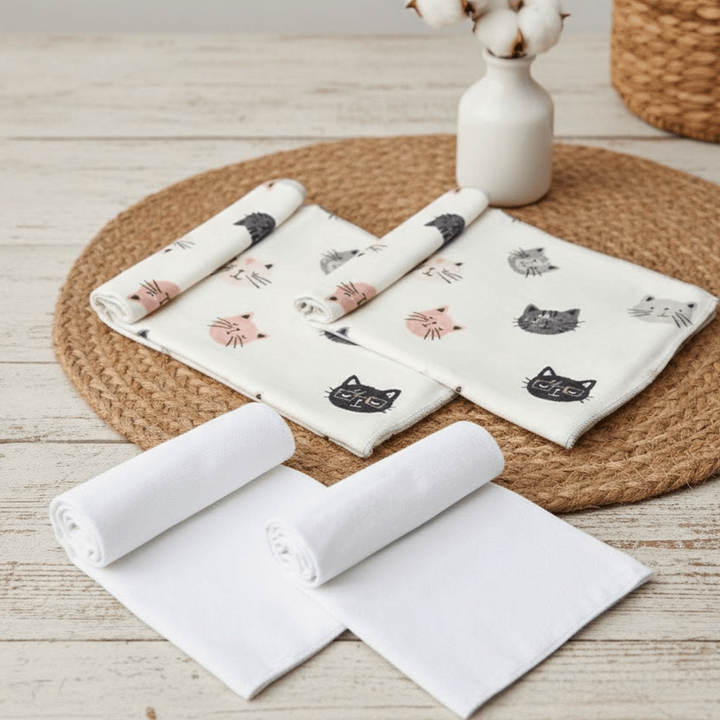 Rainy Комплект памучни пелени за бебе Бархет и Тензух Котенца