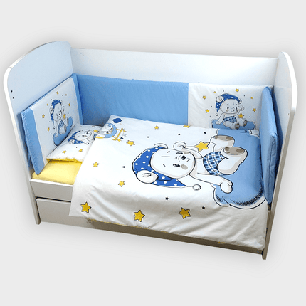 Rainy Обиколник за бебешка кошара 60х120 см. Синьо мече
