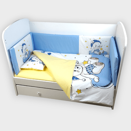 Rainy Обиколник за бебешка кошара 60х120 см. Синьо мече