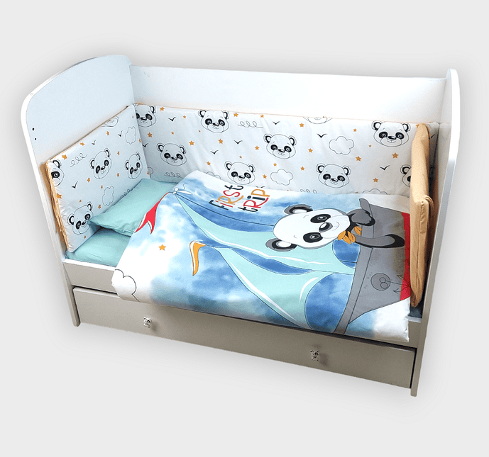 Rainy Обиколник за бебешка кошара 60х120 см. Мече със сърф
